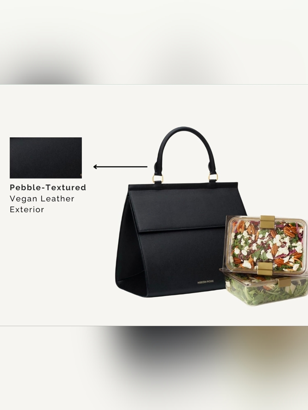 Black Pebble-Textured Vegan Leather Structured Top-Handle Satchel